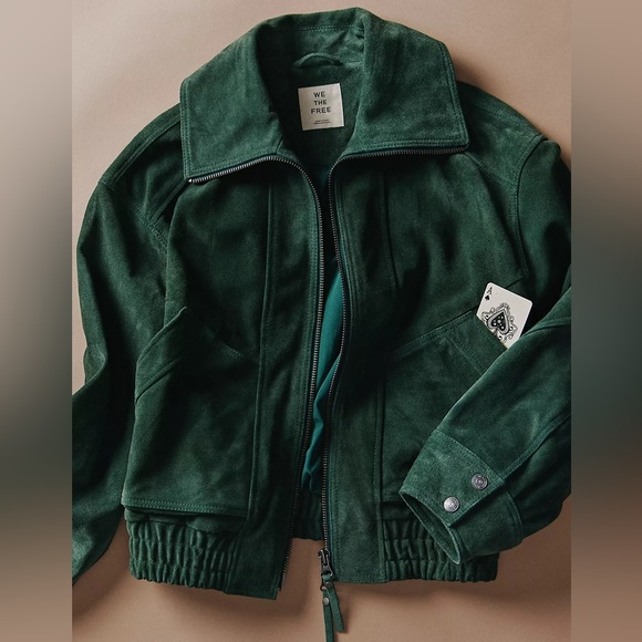 Free People Jackets & Blazers - NWT Free People We The Free Desert Moon Suede Jacket in Green Grove
